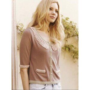 NWT Darling London Angora Blend Cardigan L Sweater Embellished Preppy Old Money
